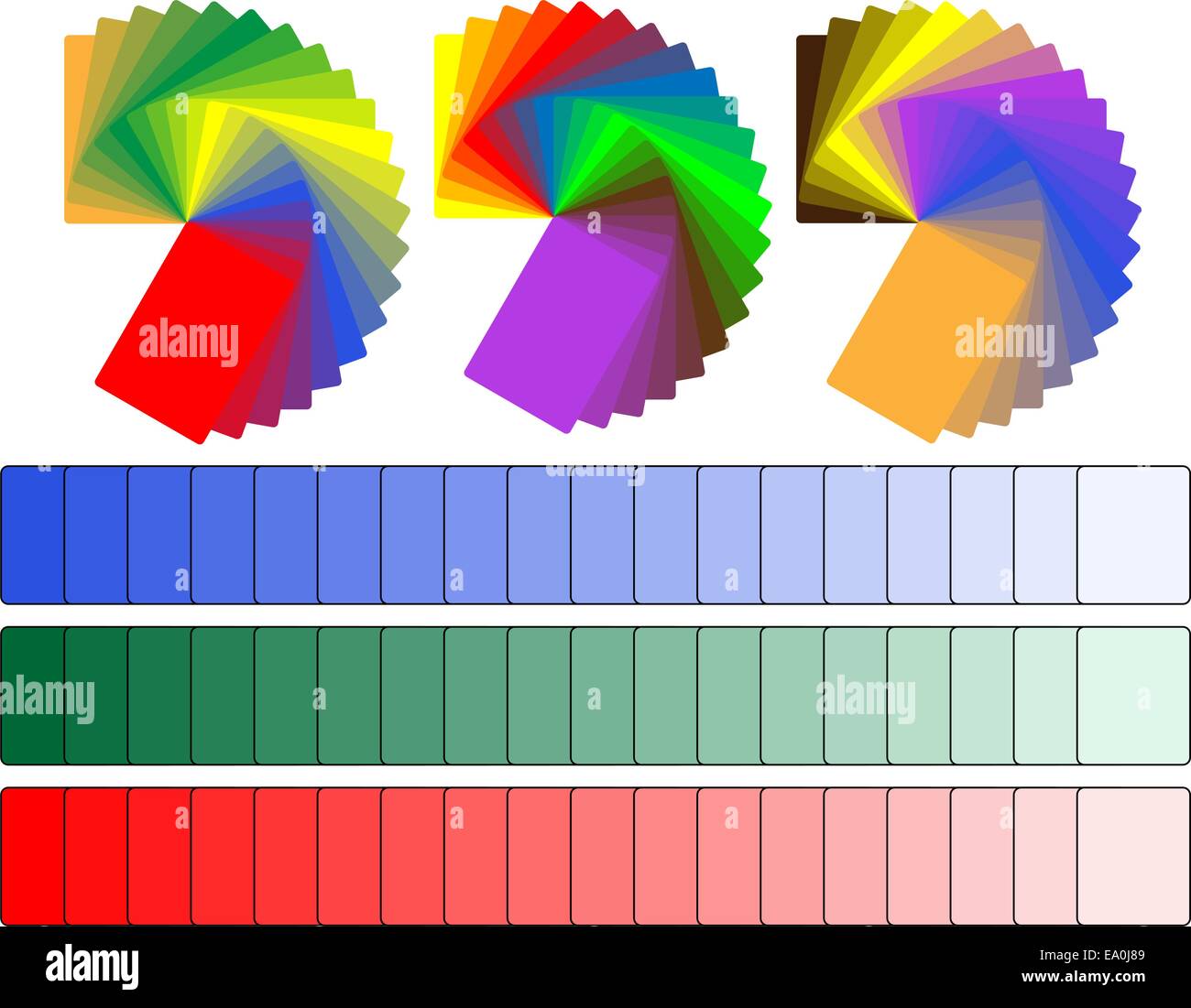 Vektor-Farbpaletten mit verschiedenen Farben und Schattierungen Stock Vektor
