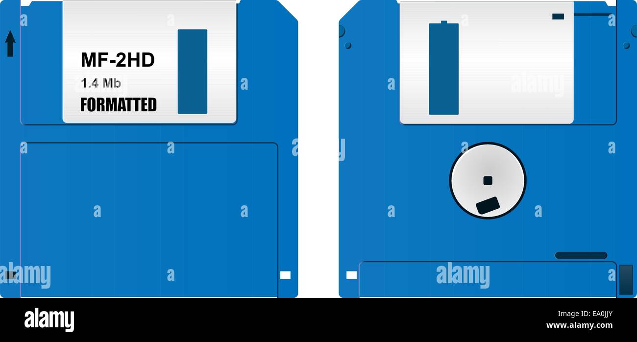 Vektor-realistische floppy Diskette, Vorder- und Rückseite, auf weißem Hintergrund Stock Vektor