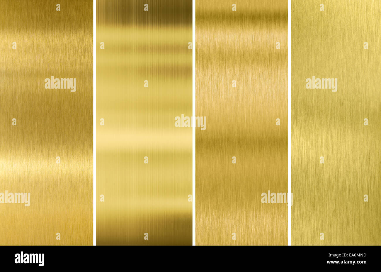 Gold oder Messing gebürstet Metall Textur Hintergründe set Stockfoto