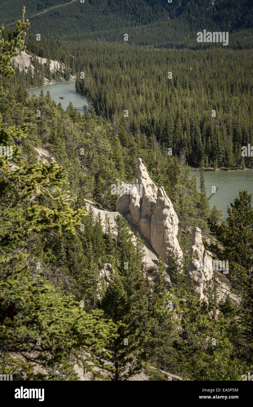 Rock Hoodoos, Banff Nationalpark, Alberta, Kanada, Nordamerika. Stockfoto