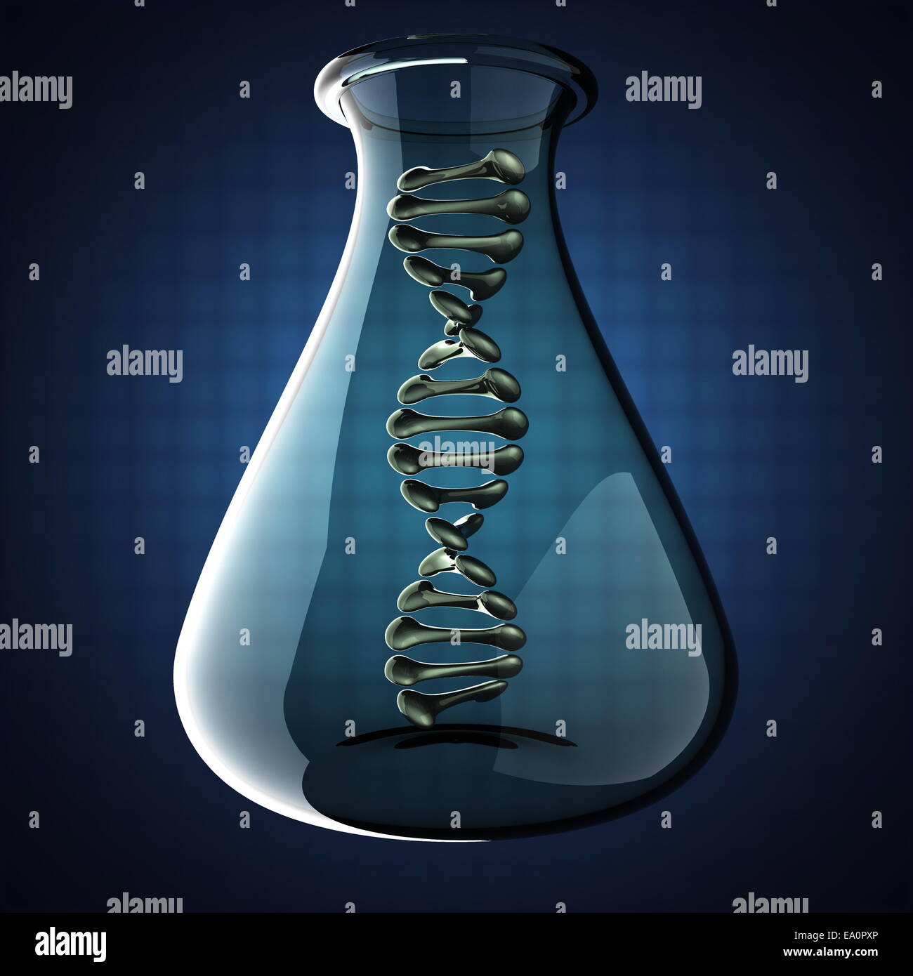 DNA-Modell auf blauem Hintergrund Stockfoto