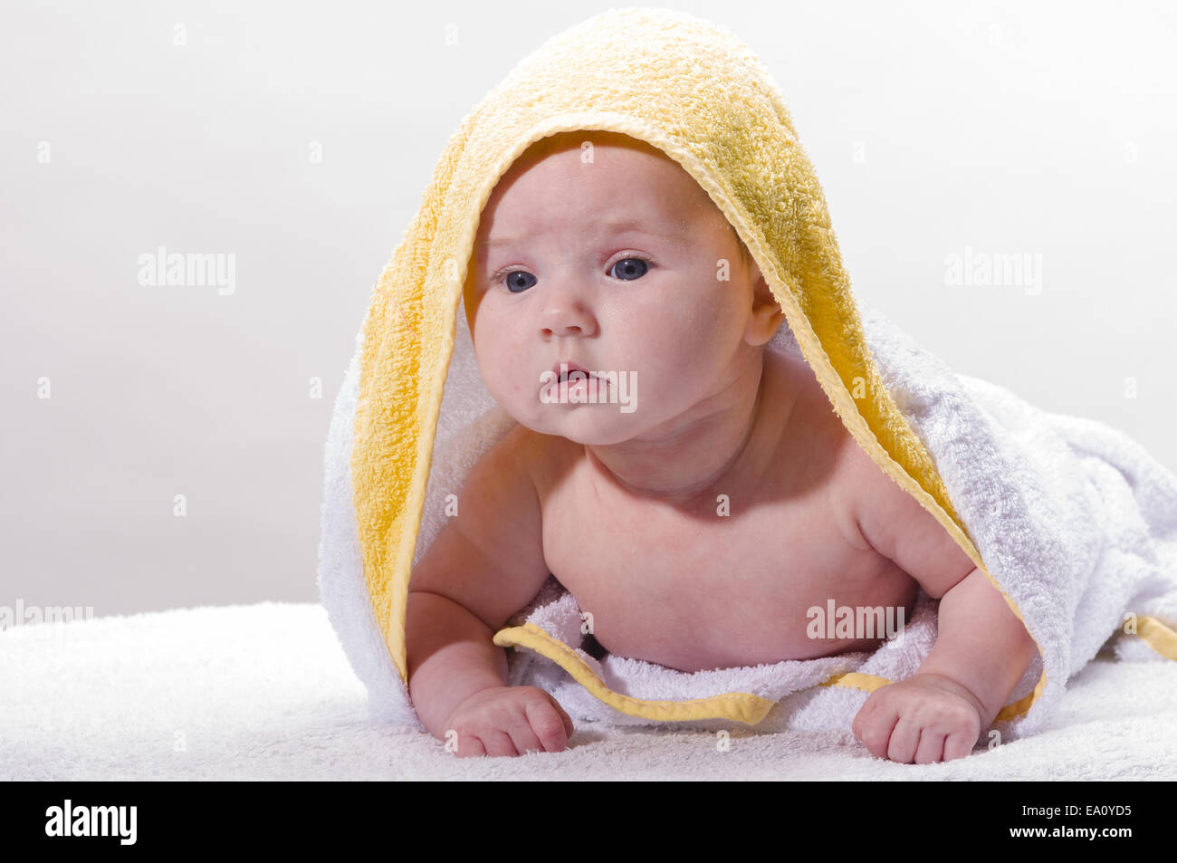 Süßes kleines neugeborenes Baby Gesicht in Nahaufnahme Stockfoto