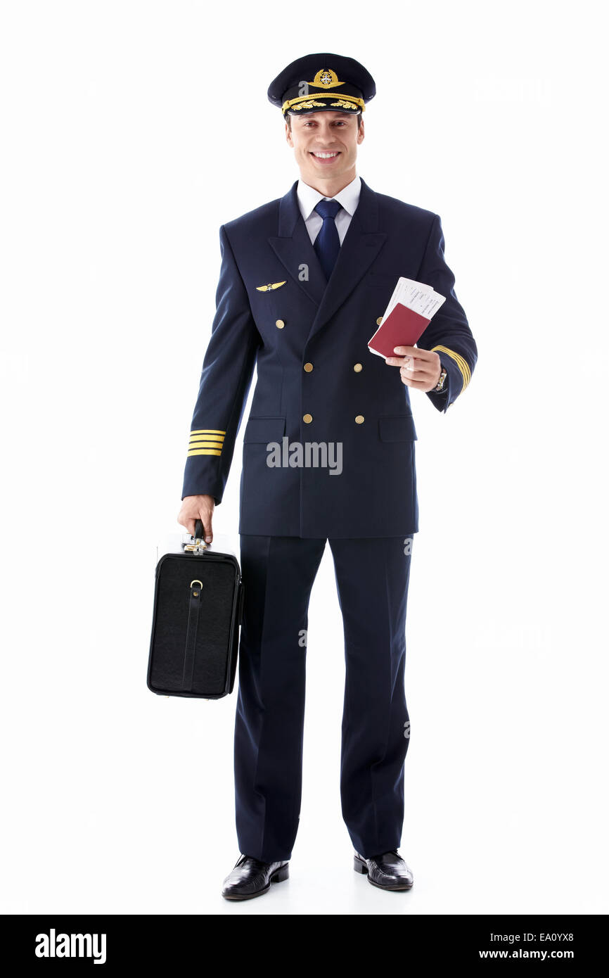 Der Pilot mit dem ticket Stockfoto