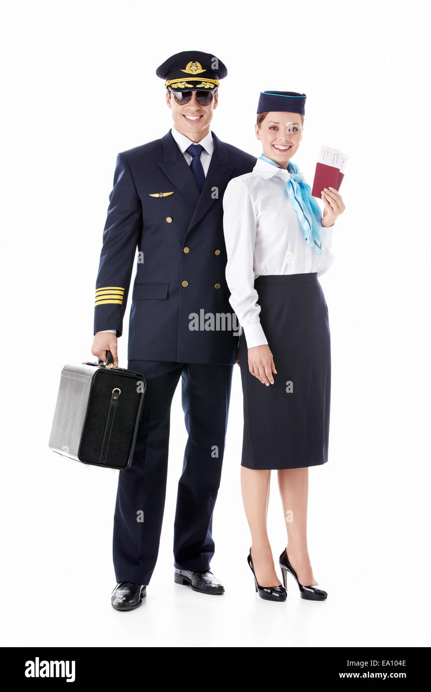 Der Pilot und die stewardess Stockfoto