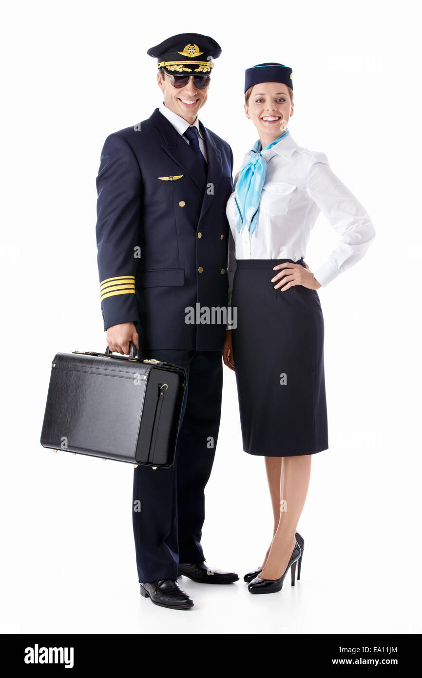 Der Pilot und die stewardess Stockfoto