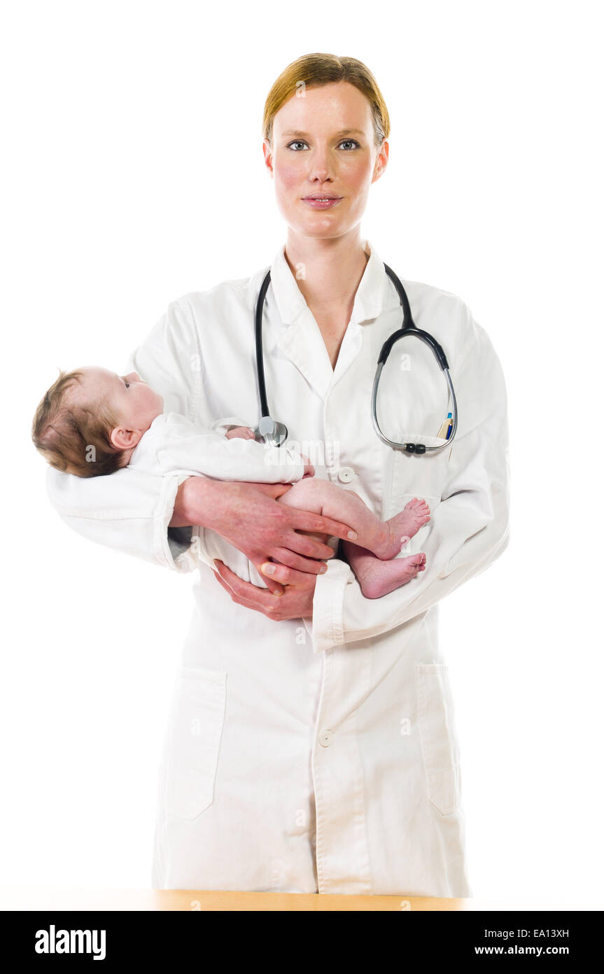 Weibliche Kinderarzt mit Baby Stockfoto