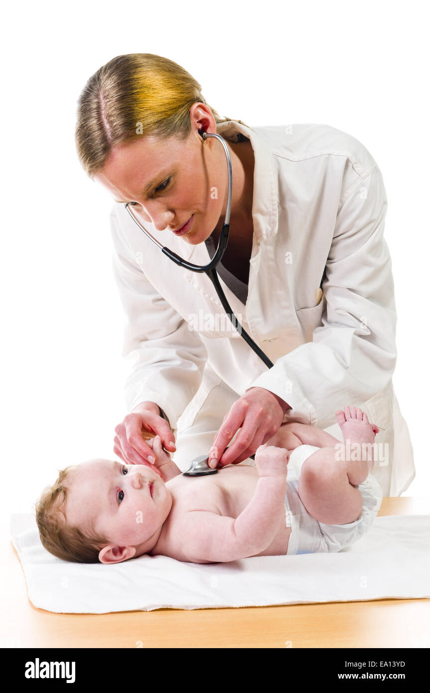 Baby-Prüfung mit Stethoskop Stockfoto