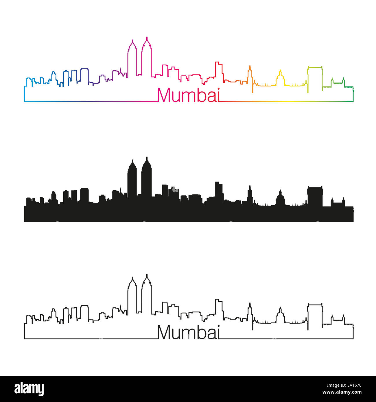 Skyline von Mumbai linear Stockfoto