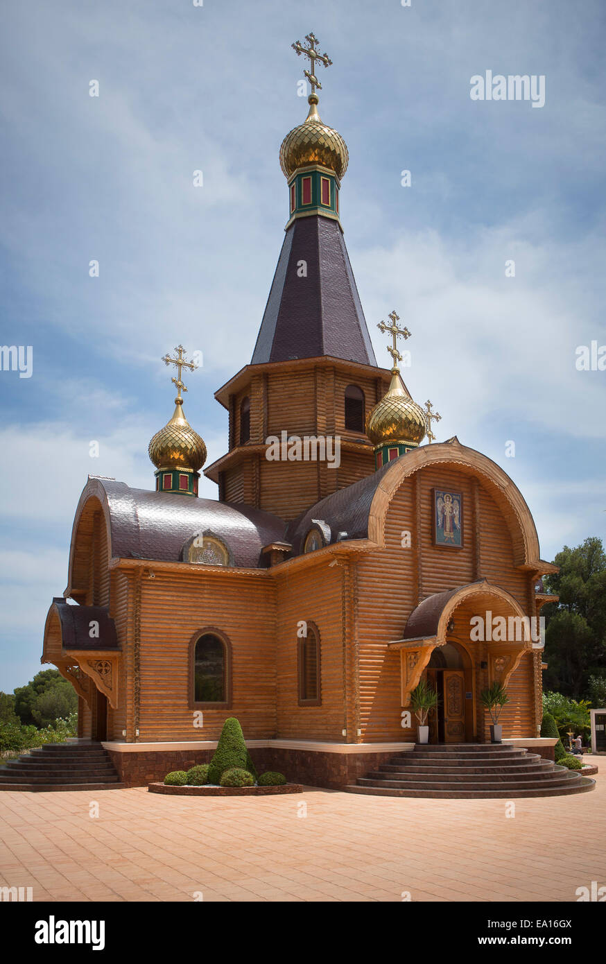 Spaniens erste Russisch-orthodoxe Kirche San Miguel Arcangel in Altea Stockfoto