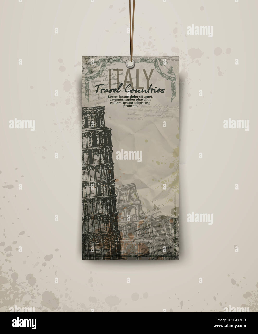 Pisa Turm, handgezeichnete Vektor-illustration Stockfoto