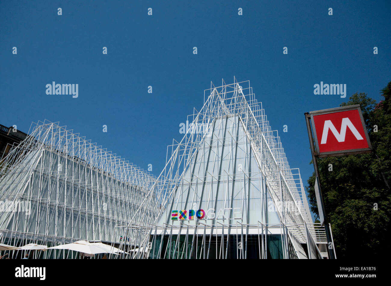 Italien, Lombardei, Mailand, Milan Expo Gate, Info-Point in Schlossplatz für die Weltausstellung 2015 Stockfoto