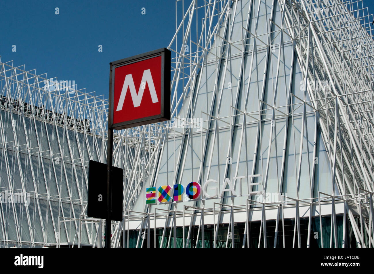 Italien, Lombardei, Mailand, Milan Expo Gate, Info-Point in Schlossplatz für die Weltausstellung 2015 Stockfoto