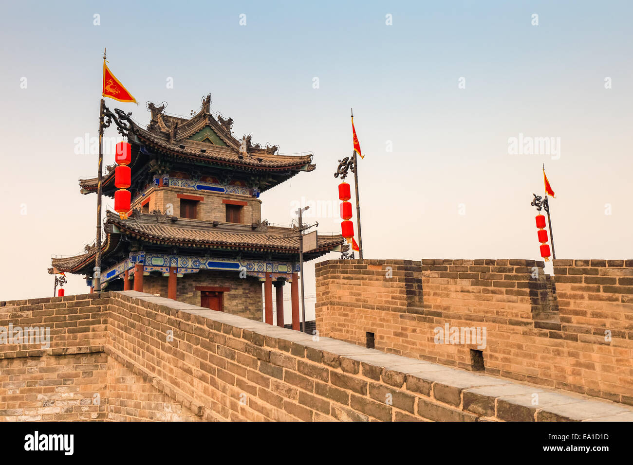 alten Turm an der Stadtmauer von xian Stockfoto