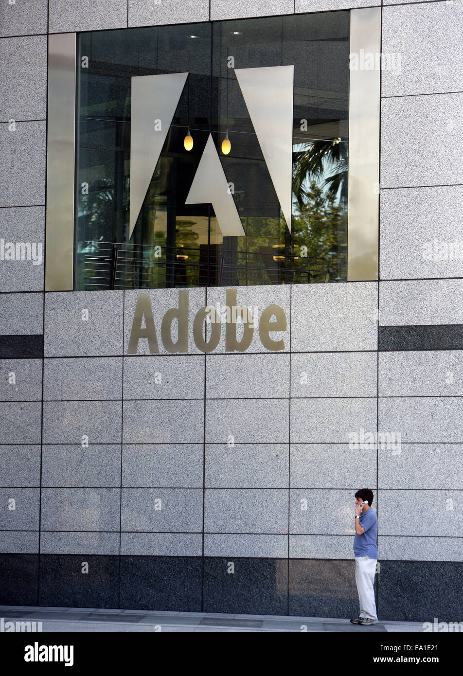 Logo von Adobe in der Zentrale von Adobe in San Jose CA, Kalifornien USA Stockfoto