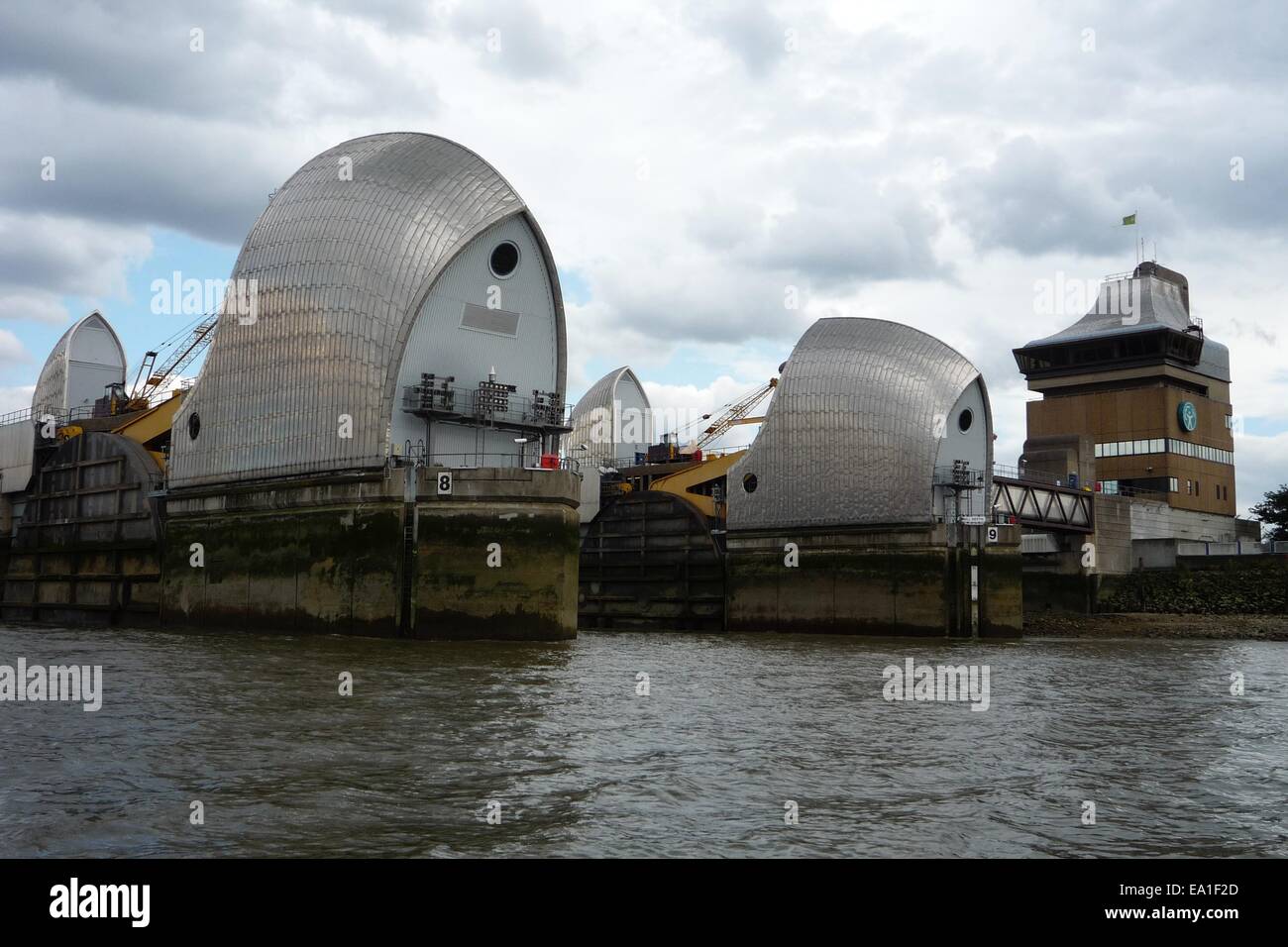 Thames Barrier Darstellung macht und Schutz Stockfoto