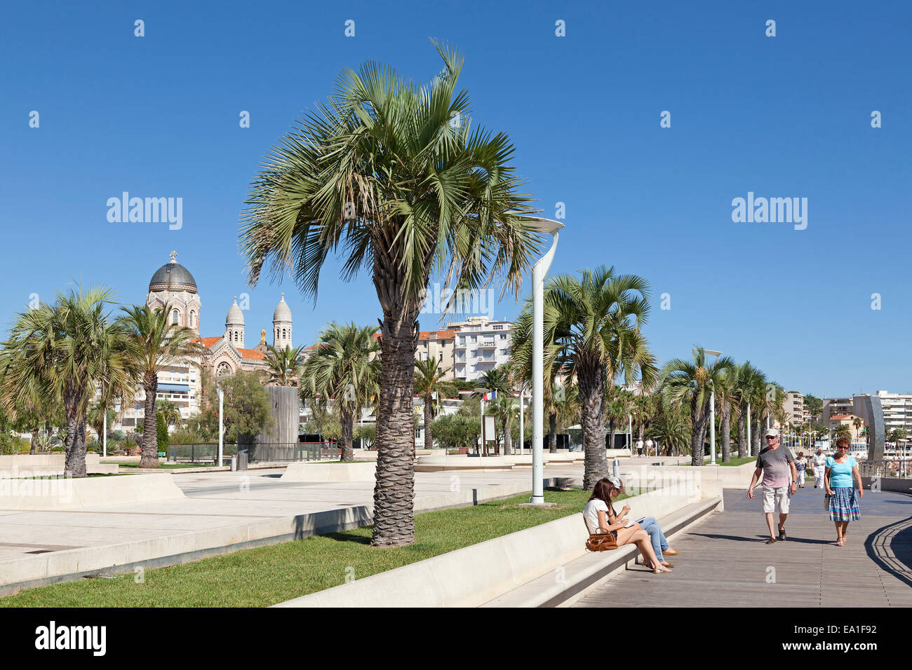 ´ Strandpromenade, St-Raphael, Cote Azur, Frankreich Stockfoto