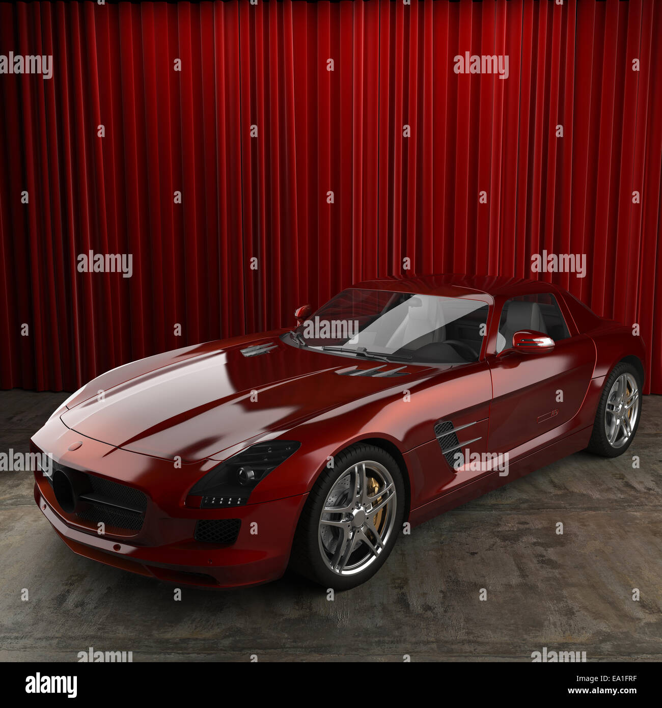Luxus-Auto in roten Vorhang Stadium Stockfoto