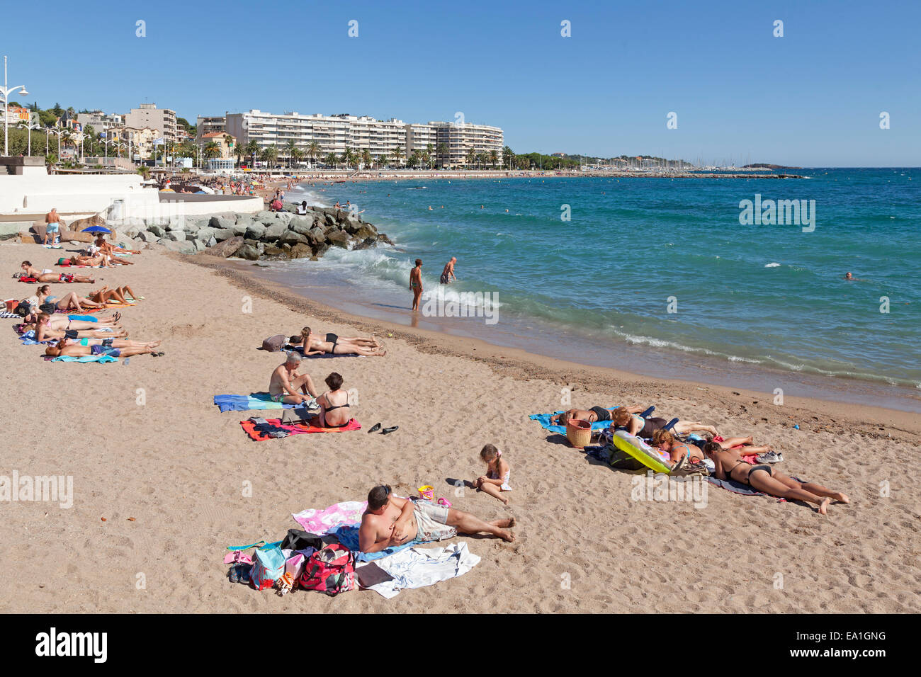 ´ Strand, St-Raphael, Cote Azur, Frankreich Stockfoto