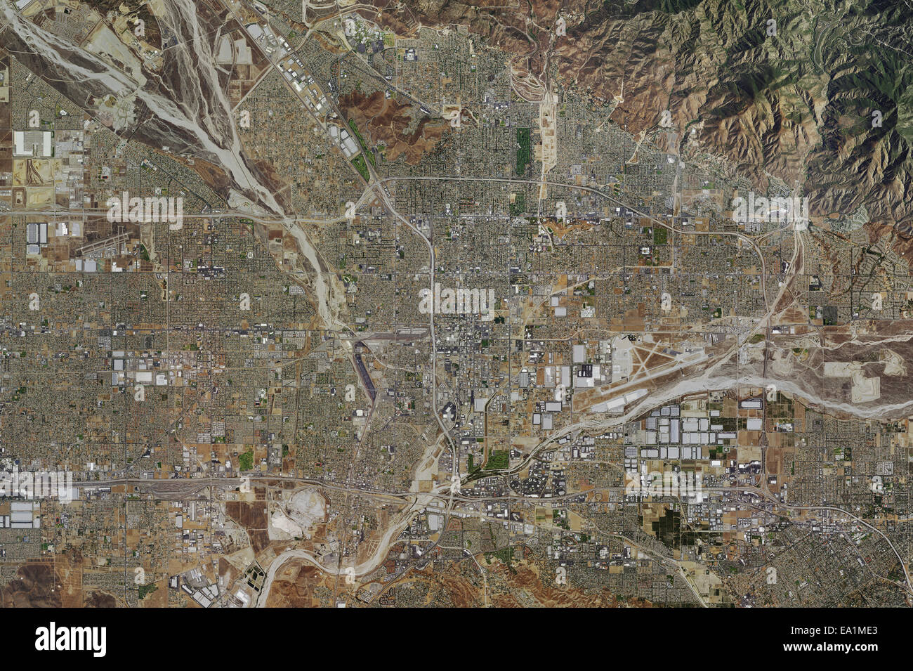 Luftbild-Karte von der Stadt von San Bernadino, San Bernardino County, Kalifornien, 2014 Stockfoto