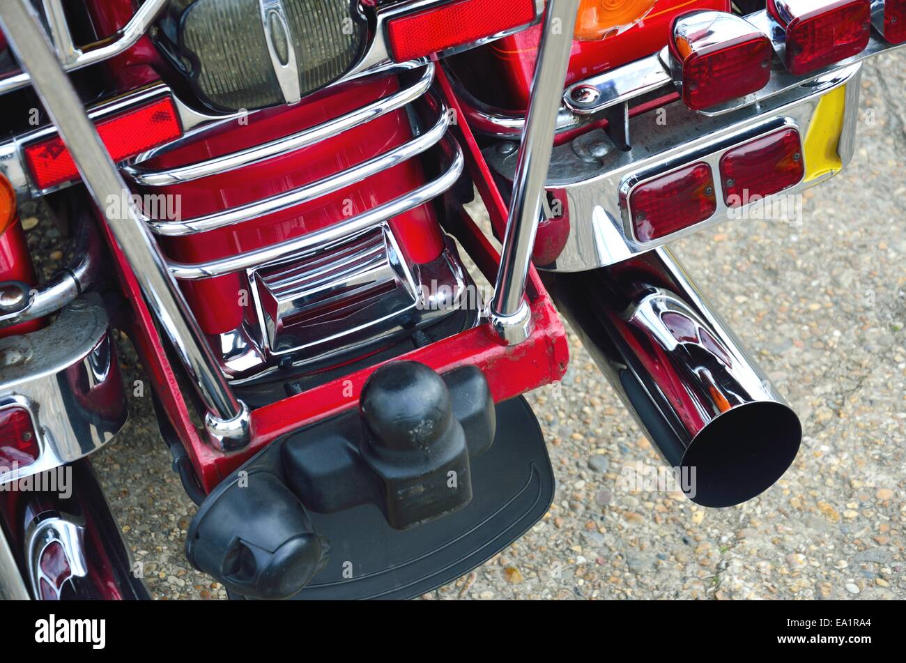 Rückseite des roten Motorrad Stockfoto