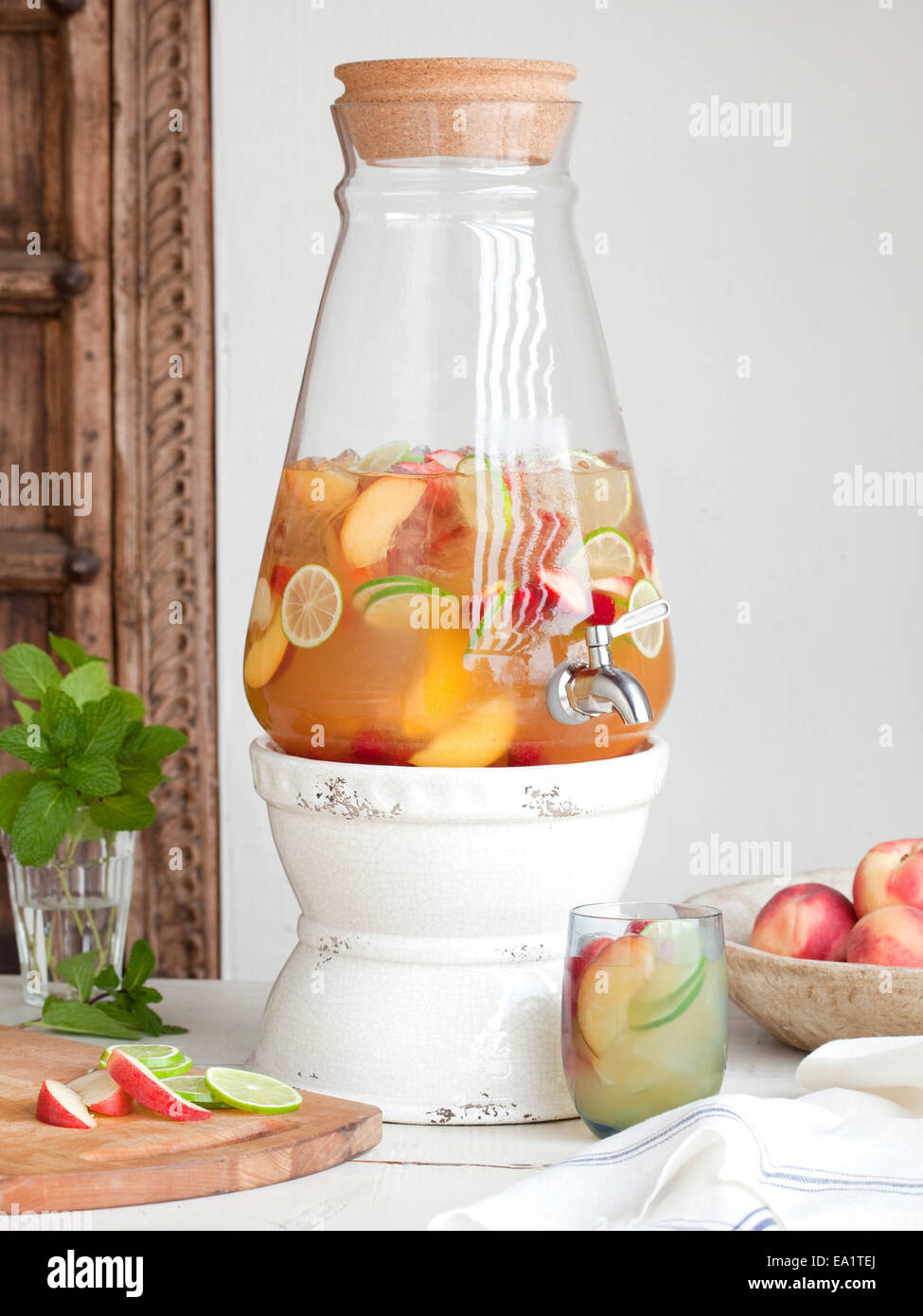 Pfirsich Sangria Stockfoto