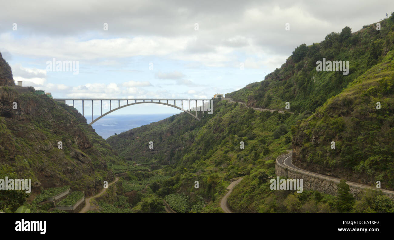 Los Tilos Brücke La Palma Stockfoto