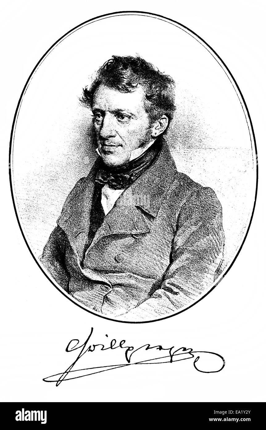 Franz Grillparzer, 1791-1872, ein österreichischer Schriftsteller, österreichischer Nationaldichter, Porträt von Franz Grillparzer, 1791-1872, Ein öst Stockfoto
