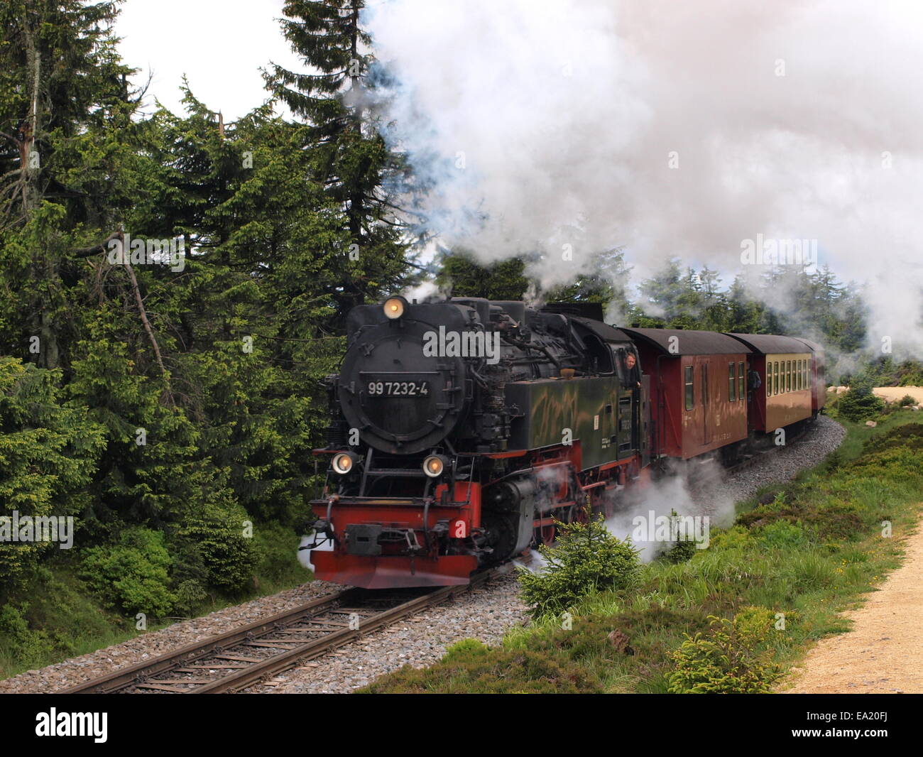 Schmalspur-Dampfzug auf den Brocken Stockfoto