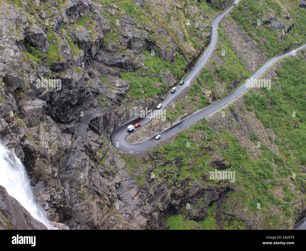 Haarnadelkurve auf den Trollstigen in Norwegen Stockfoto