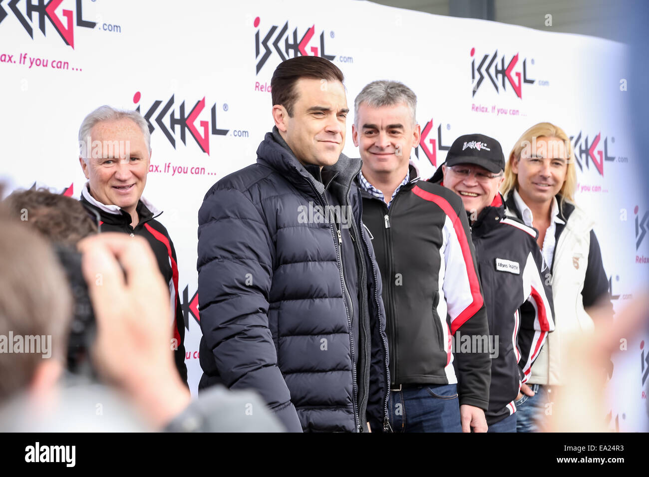 Robbie Williams eine Pressekonferenz vor seine Top-der Berg Konzert mit: Robbie Williams wo: Ischgl, Österreich bei: 3. Mai 2014 Stockfoto