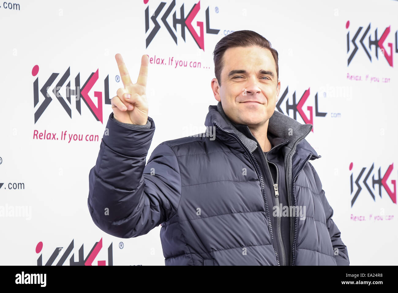 Robbie Williams eine Pressekonferenz vor seine Top-der Berg Konzert mit: Robbie Williams wo: Ischgl, Österreich bei: 3. Mai 2014 Stockfoto