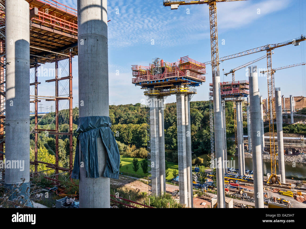 Bau der Lahntalbrücke bei Limburg / Lahn Stockfoto