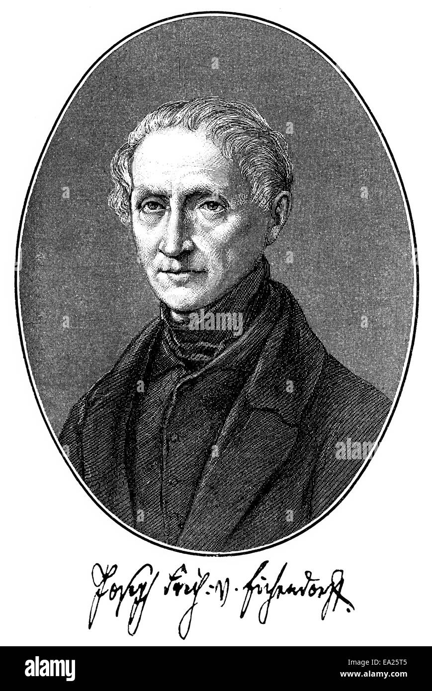 Joseph Karl Benedikt Freiherr von Eichendorff, 1788-1857, Dichter und Schriftsteller der deutschen Romantik, Joseph Karl Benedikt Freihe Stockfoto