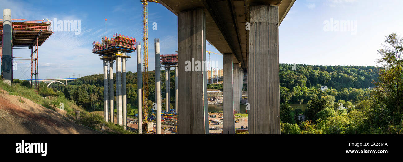 Bau der Lahntalbrücke bei Limburg / Lahn Stockfoto