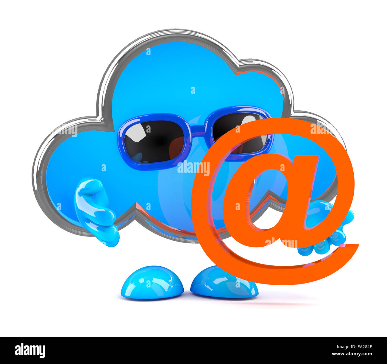 3D Rendering einer Wolke Charakter hält eine e-Mail-Adresse-symbol Stockfoto