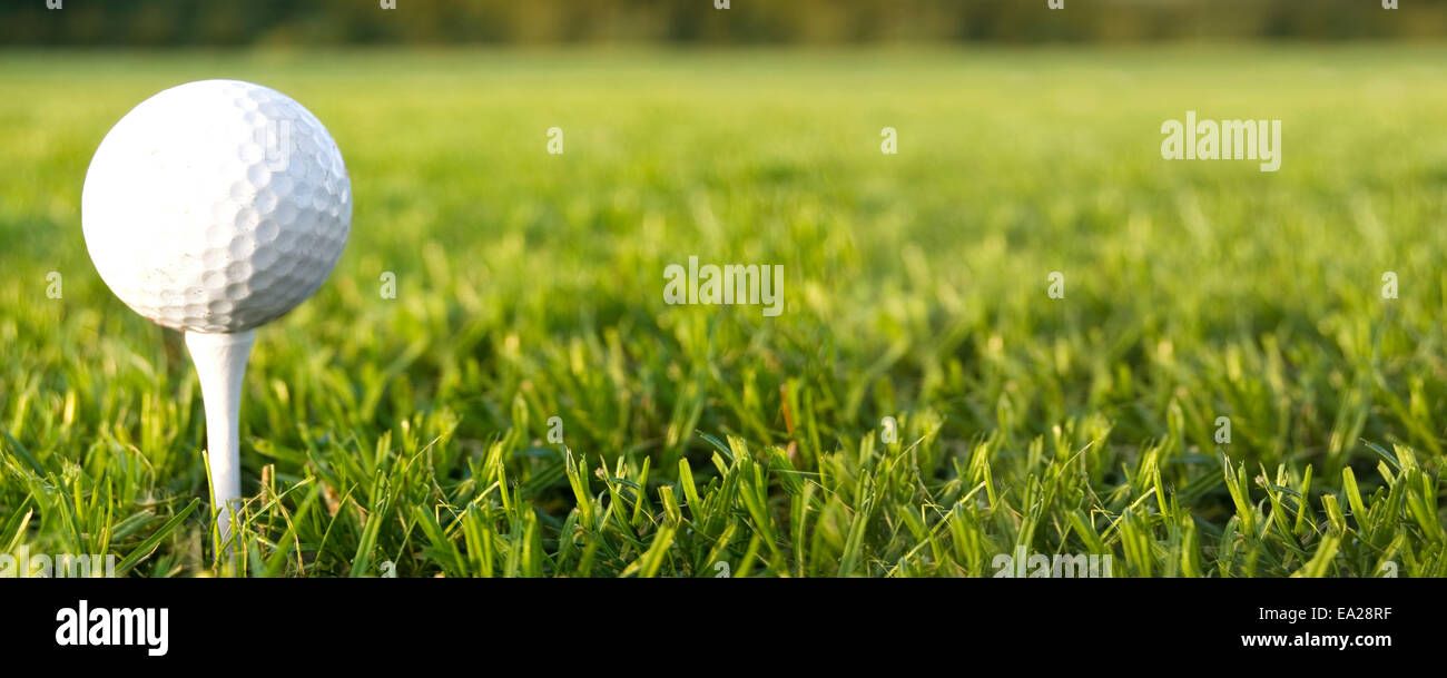 Golf-Spiel. Golfball im Rasen. Stockfoto