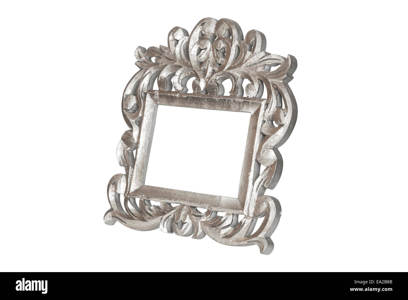 Alt Antik Silber Bilderrahmen. Isoliert auf weißem Hintergrund mit Beschneidungspfad. Stockfoto