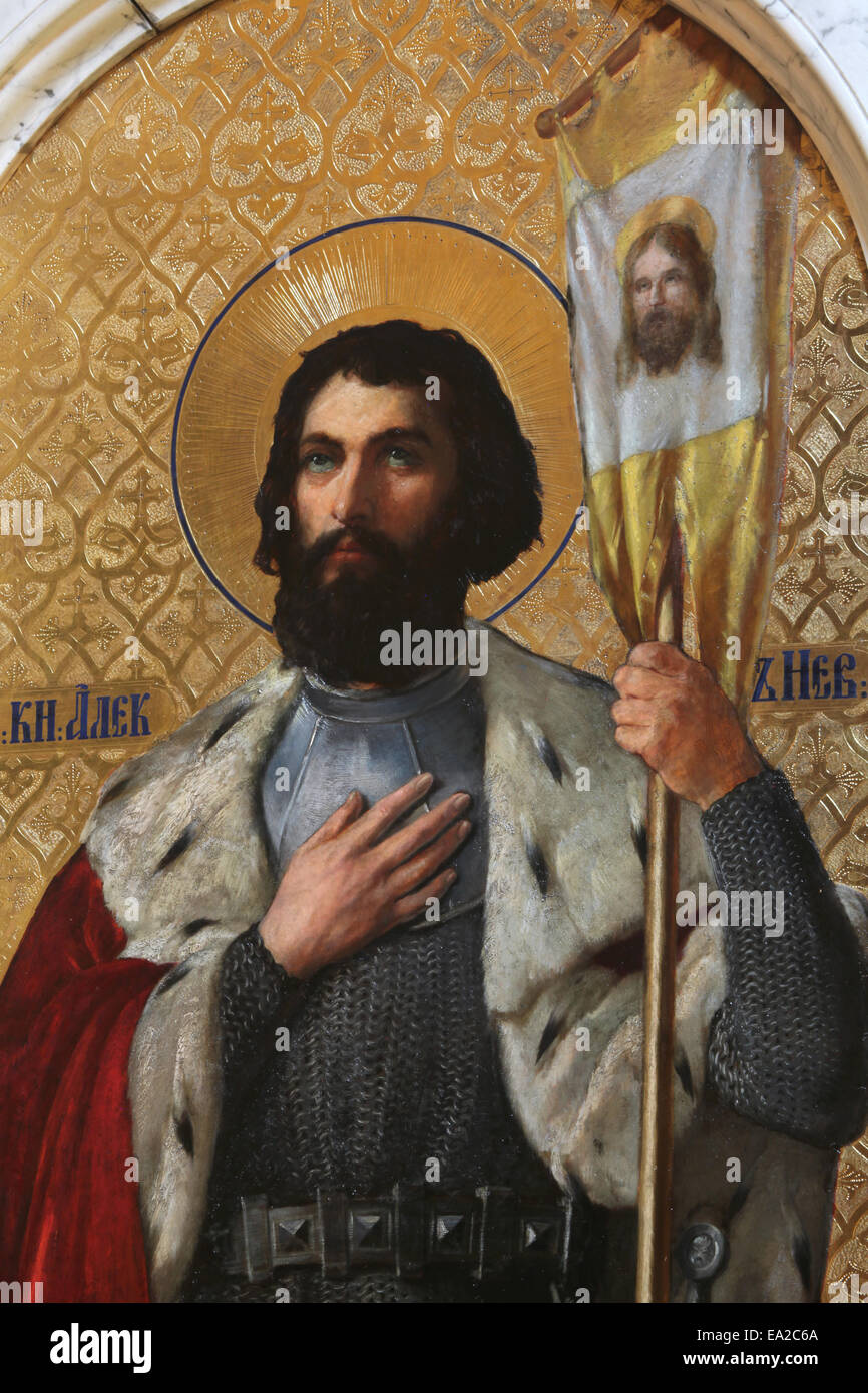 Heiligen Alexander Newski. Symbol in der Marmor Ikonostase der russischen orthodoxen Kirche in Dresden, Sachsen, Deutschland. Stockfoto Heiligen Alexander Newski. Symbol in der Marmor Ikonostase der russischen orthodoxen Kirche in Dresden, Sachsen, Deutschland. Stockfoto