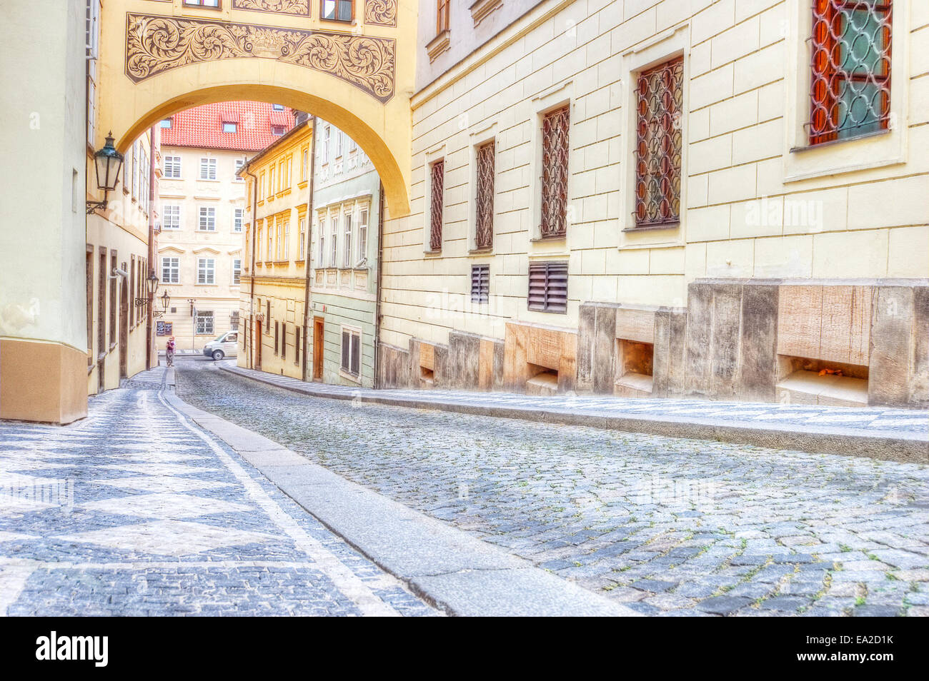 Alte Straßen und Gebäude von Prag in Tschechien. Stockfoto