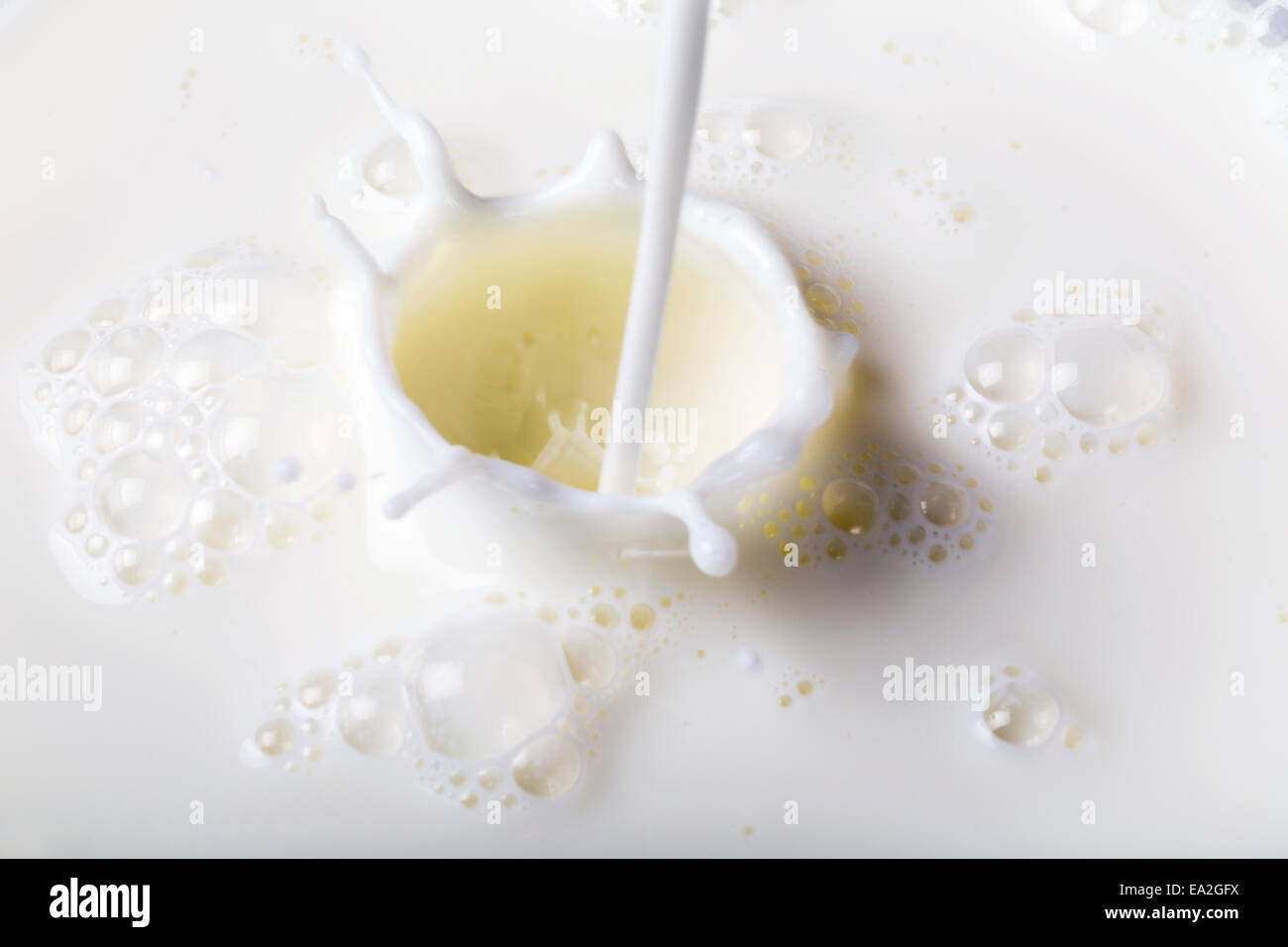 Nahaufnahme von Milch Spritzen; Calgary, Alberta, Kanada Stockfoto
