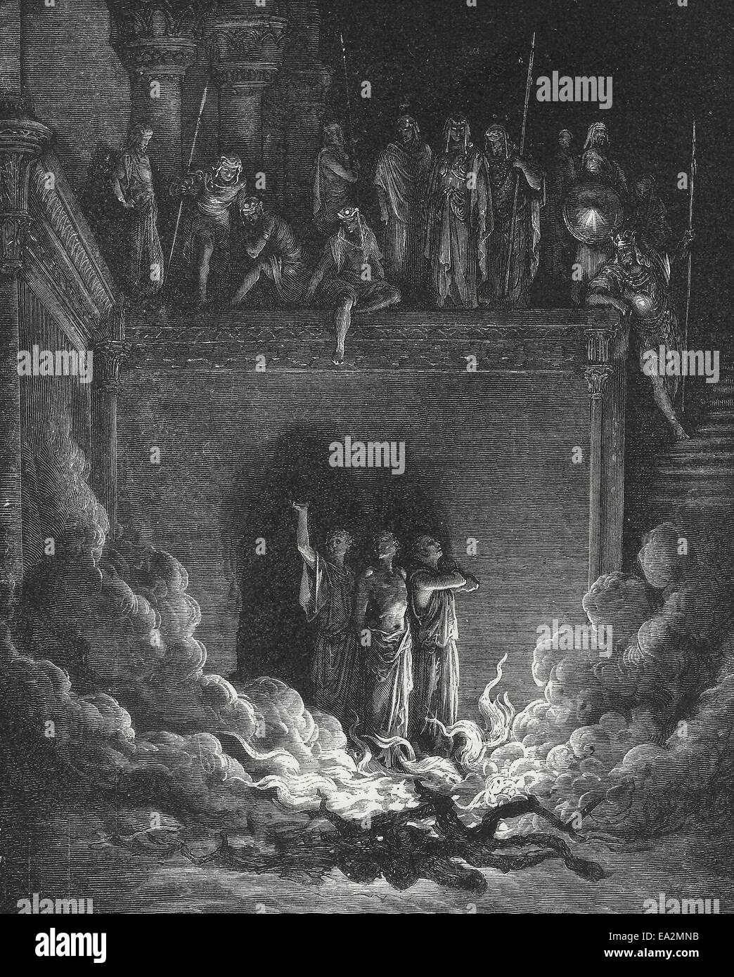 Der Feuerofen - das Buch von Daniel - altes Testament-Bibel Stockfoto