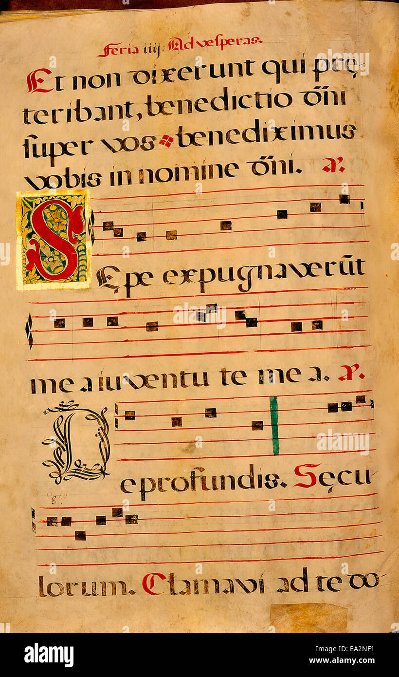 Spanischer Gesang Manuskriptseite 129 Stockfoto