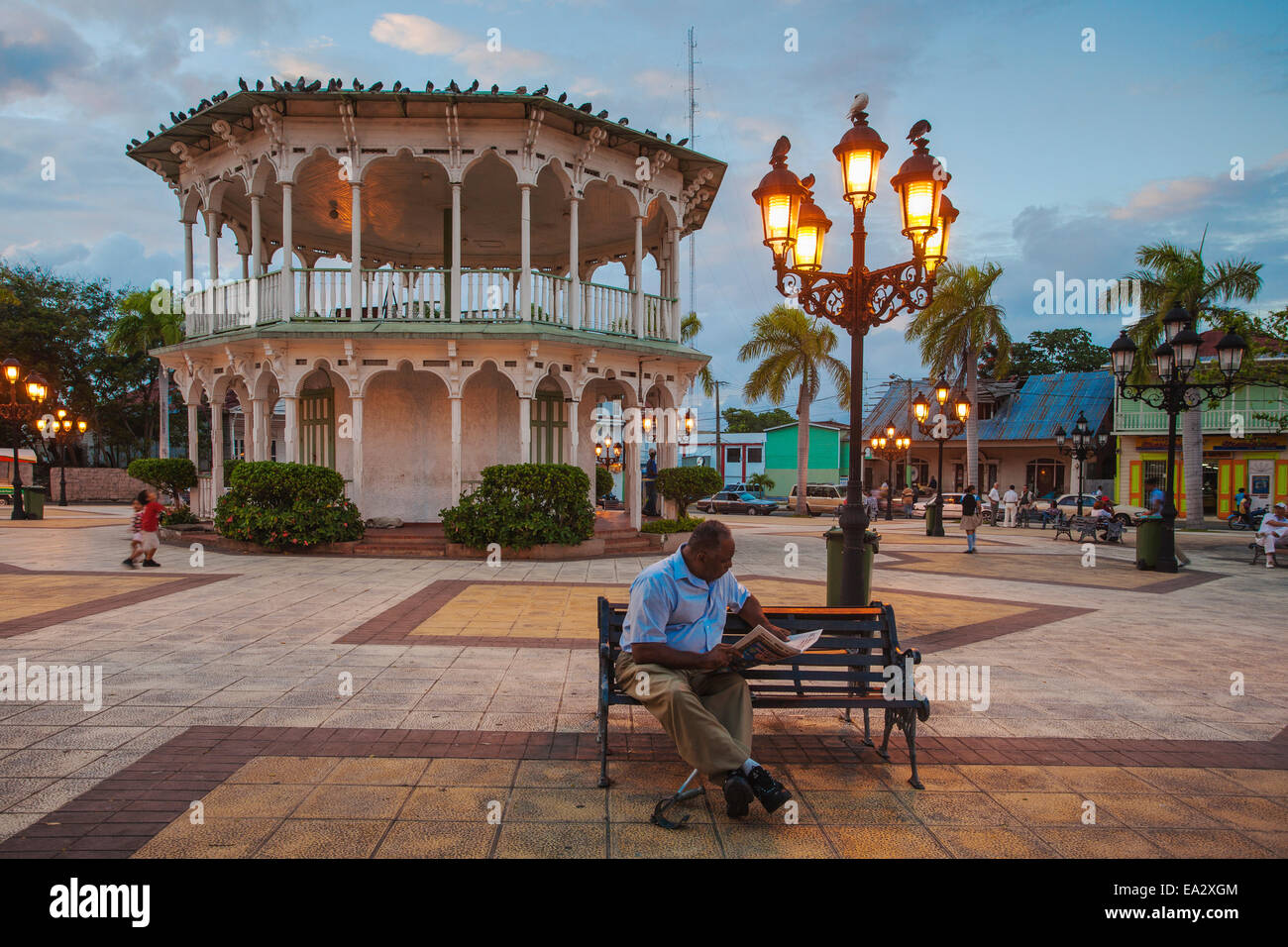 Pavillon im Central Park, Puerto Plata, Dominikanische Republik, Karibik, Karibik, Mittelamerika Stockfoto