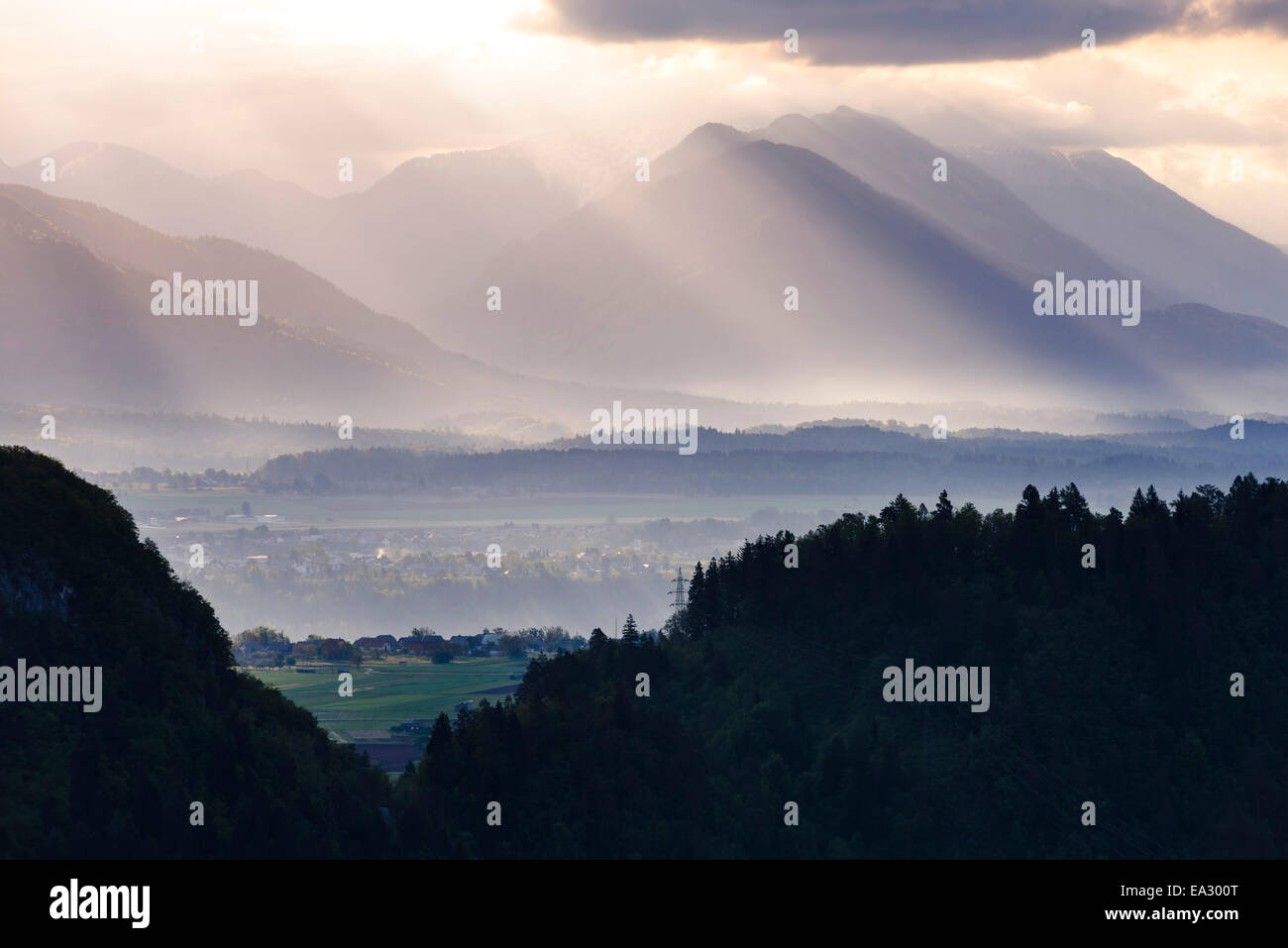 Sunrise, Julischen Alpen, Gorenjska, Oberkrain Region, Slowenien, Europa Stockfoto