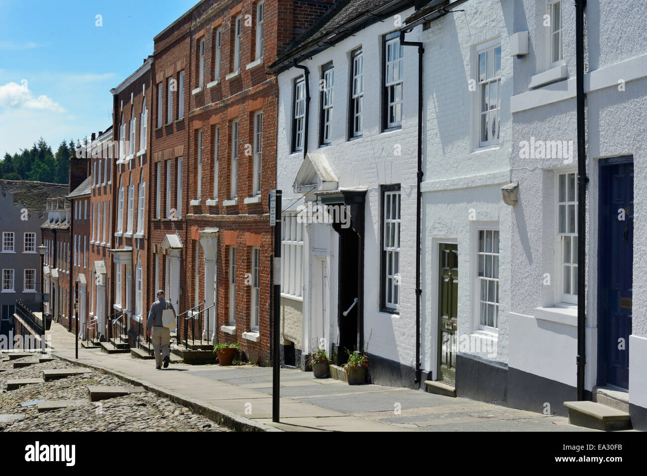 Georgianischen Gebäuden auf Broad Street, Ludlow, Shropshire, England, Vereinigtes Königreich. Europa Stockfoto