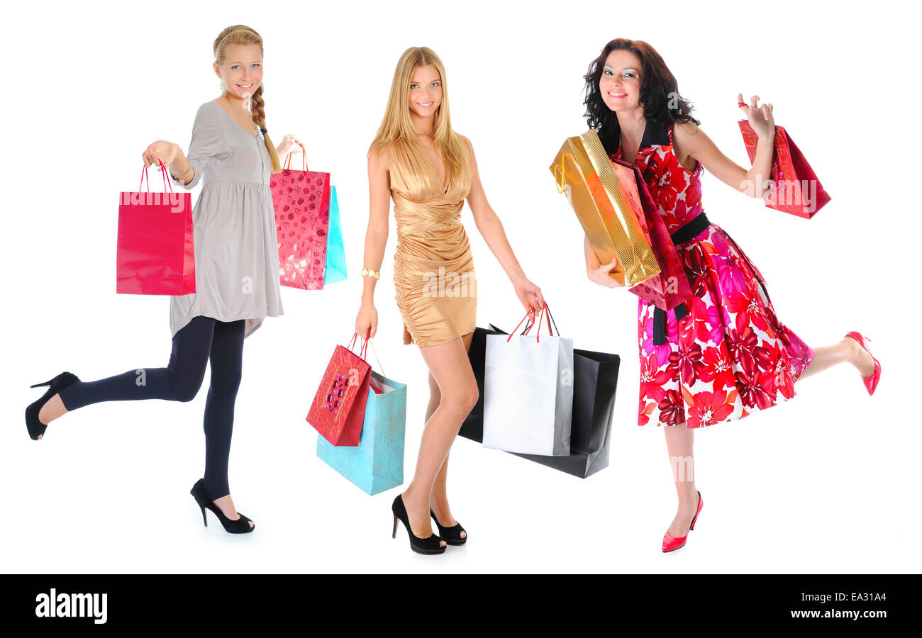 Happy shopping Frauen Stockfoto