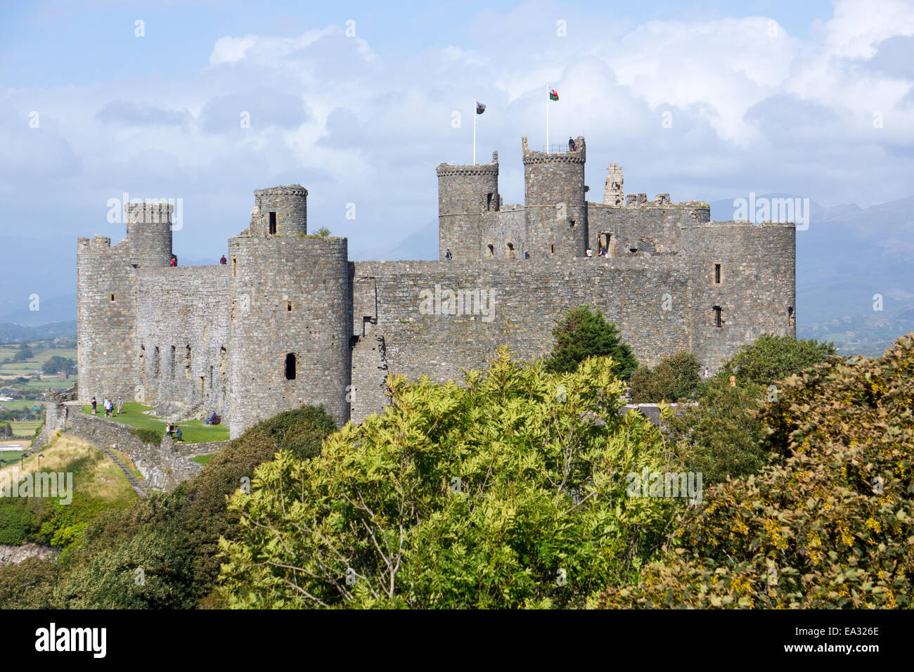 Harlech Castle aus dem 13. und 14. Jahrhundert, UNESCO-Weltkulturerbe, Wales, Vereinigtes Königreich, Europa Stockfoto