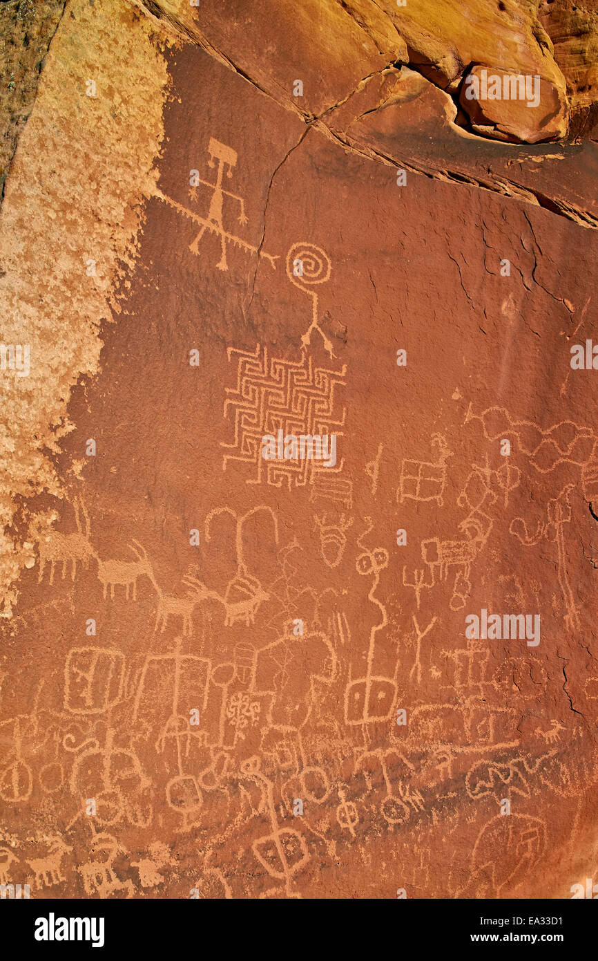 Petroglyphen, Vermilion Cliffs National Monument, Arizona, Vereinigte Staaten von Amerika, Nordamerika Stockfoto