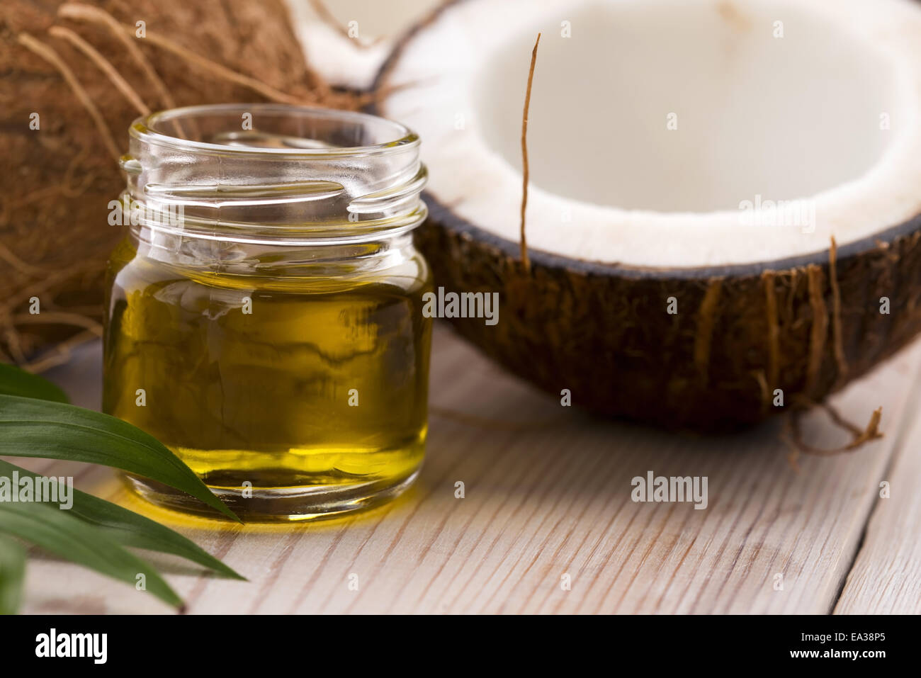 Kokosnuss und Kokosöl Stockfoto