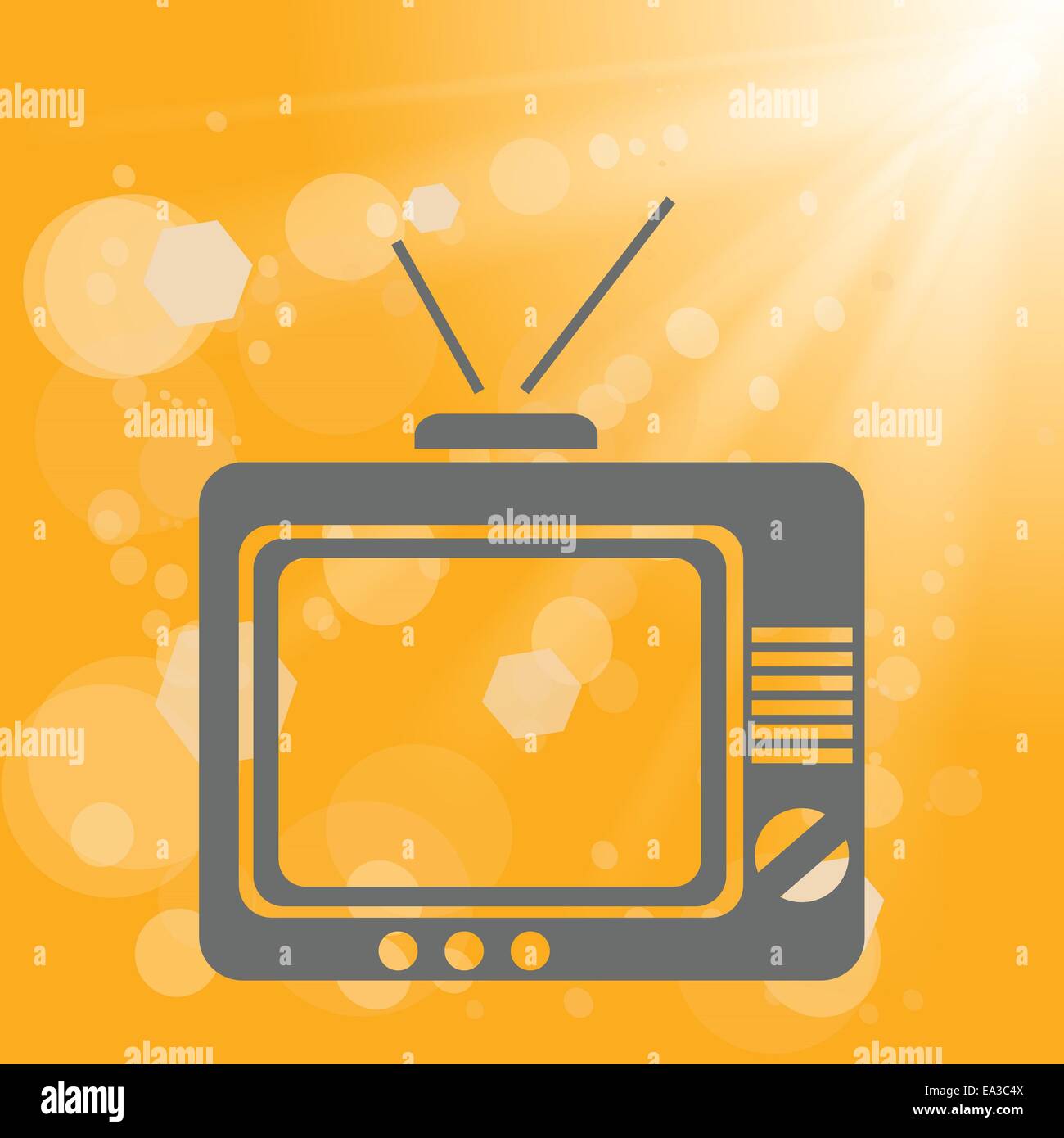 alte tv auf gelbem Hintergrund Stockfoto